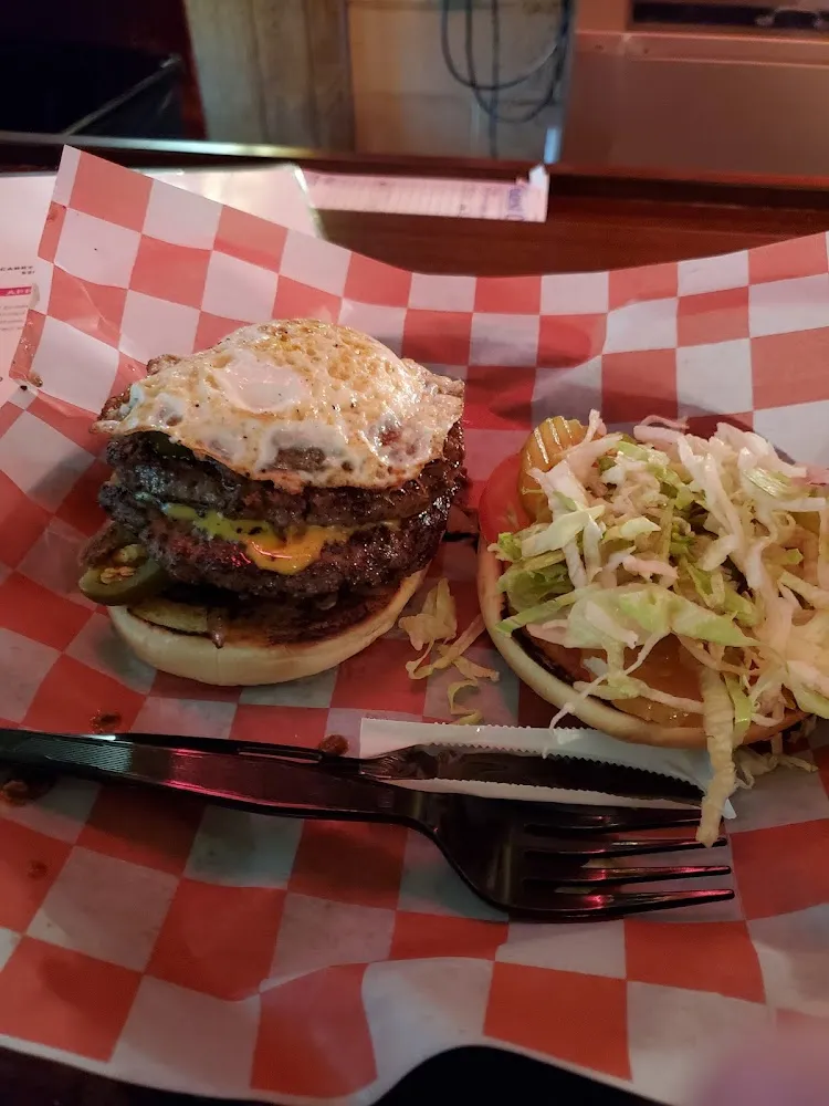 Double Burger Double Cheese Jalapeno Burger with Egg